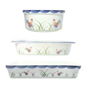 BIA Cordon Bleu, Blanc de Table “Rooster” 3-Piece Porcelain Baking Bakeware Set
